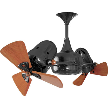 Matthews Fans Duplo Dinamico 36in Rotational Ceiling Fan | Black Nickel and Mahogany Wood | Covered Patio & Sunroom | 36 x 9 in | Model DD-BKN-WD