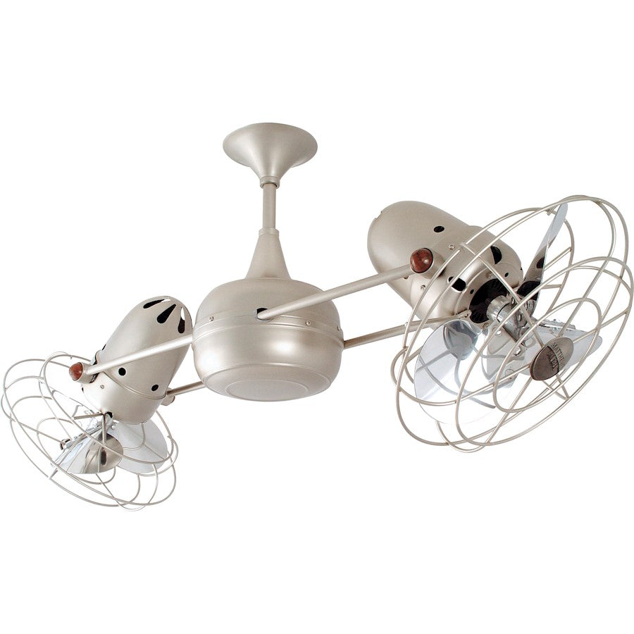 Matthews Fan Company Duplo Dinamico 39in Ceiling Fan | Modern Brushed Nickel and Metal Blades | Living Room & Bedroom | Model DD-BN-MTL