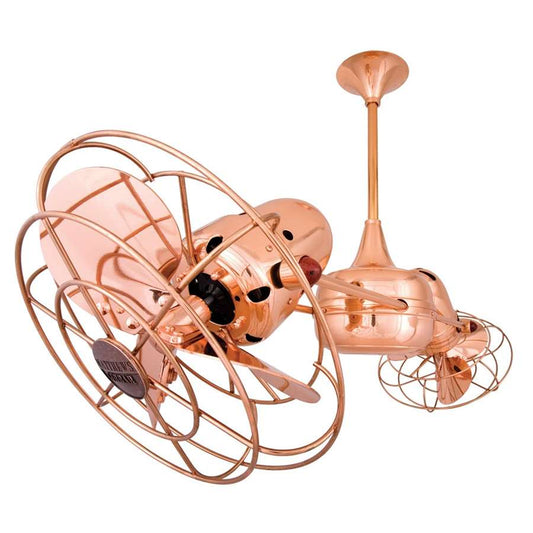 Matthews Fan Company Duplo Dinamico 36in Rotational Ceiling Fan | Brushed Copper Metal Blades | Covered Patio & Living Room | Model DD-BRCP-MTL