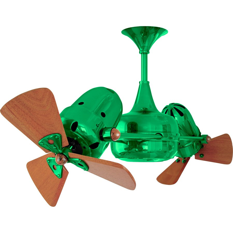 Matthews Fans Duplo-Dinamico 36in Rotational Ceiling Fan | Contemporary Esmeralda and Mahogany Wood | Living Room & Bedroom | Model DD-GREEN-WD
