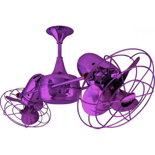Matthews Fans Duplo Dinamico 36in Rotational Ceiling Fan | Contemporary Ametista and Mahogany Wood Blades | Living Room | Model DD-LTPURPLE-WD