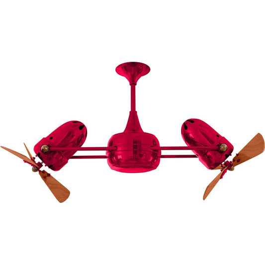 Matthews Fans Duplo Dinamico 36in Rotational Ceiling Fan | Contemporary Rubi and Mahogany Wood Blades | Living Room & Bedroom | Model DD-RED-WD