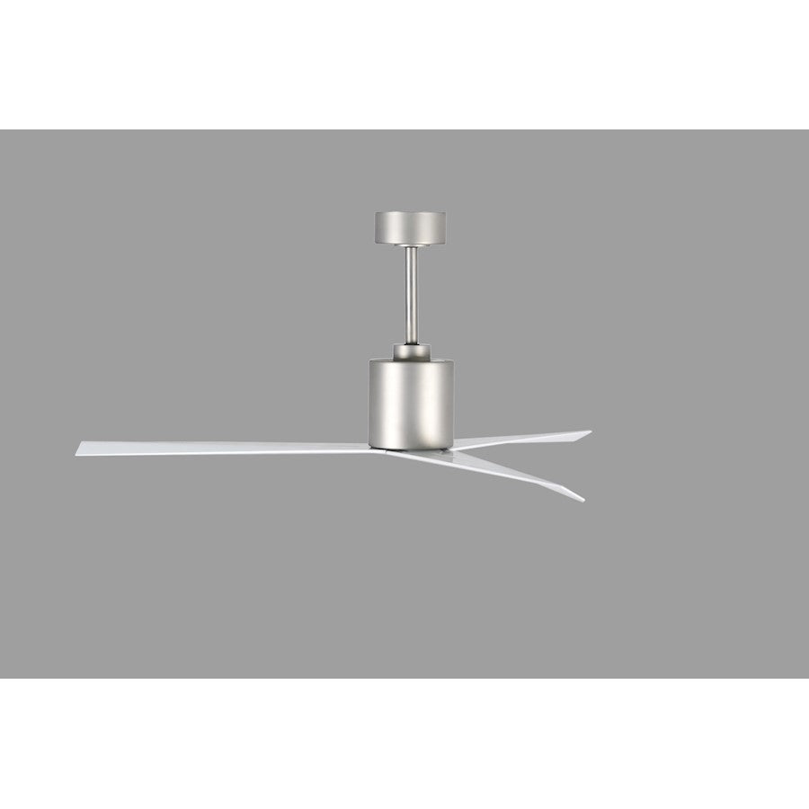 Matthews Fan Eliza 56in 3-Blade Ceiling Fan | Brushed Nickel and Gloss White Polycarbonate | Indoor & Outdoor Wet Locations | Model EK-BN-WH