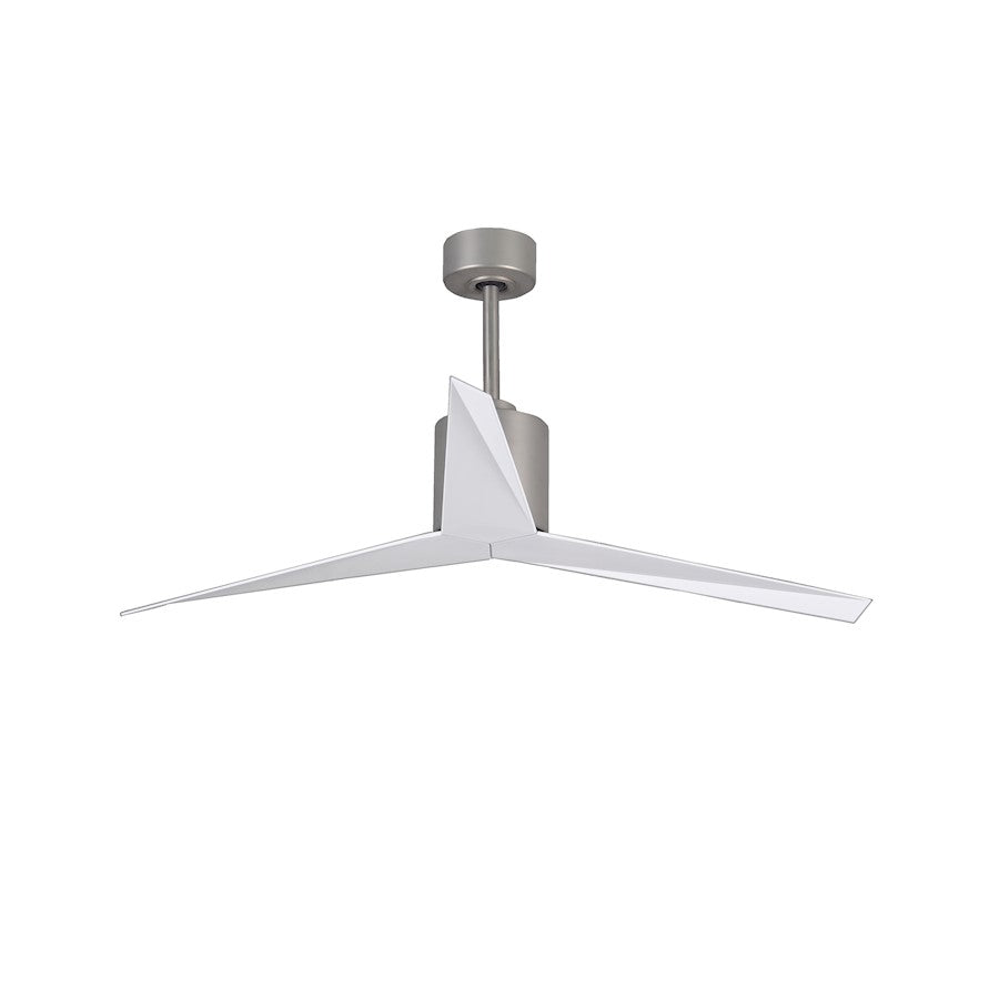 Matthews Fan Eliza 56in 3-Blade Ceiling Fan | Brushed Nickel and Gloss White Polycarbonate | Indoor & Outdoor Wet Locations | Model EK-BN-WH