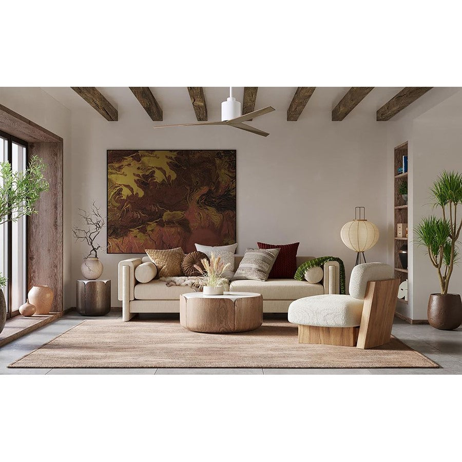 Matthews Fans Eliza 56in 3-Blade Ceiling Fan | Gloss White and Old Oak ABS Blades | Great Room & Covered Patio | 56 x 56 x 12 in | Model EK-WH-OO