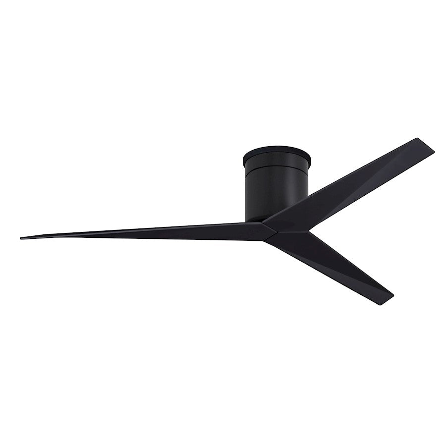 Matthews Fans Eliza-H 56in Flush Mount Ceiling Fan | Matte Black and Gloss White ABS Blades | Bedroom & Living Room | Model EKH-BK-WH
