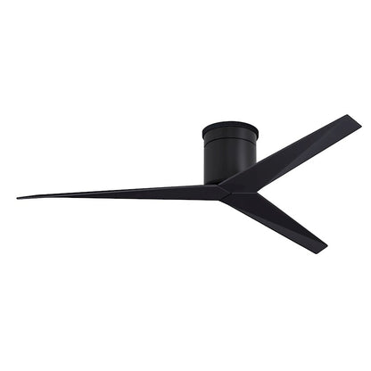 Matthews Fans Eliza-H 56in Flush Mount Ceiling Fan | Matte Black and Gloss White ABS Blades | Bedroom & Living Room | Model EKH-BK-WH