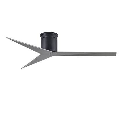 Matthews Fans Eliza-H 56in Flush Mount Ceiling Fan | Matte Black and Gloss White ABS Blades | Bedroom & Living Room | Model EKH-BK-WH