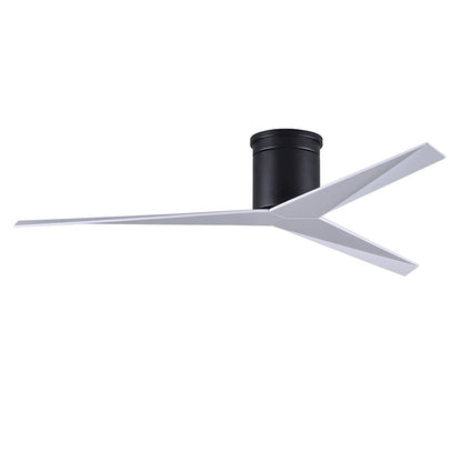 Matthews Fans Eliza-H 56in Flush Mount Ceiling Fan | Matte Black and Gloss White ABS Blades | Bedroom & Living Room | Model EKH-BK-WH