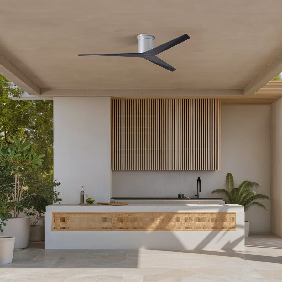 Matthews Fans Eliza-H 56in 3-Blade Flush Mount Ceiling Fan | Brushed Nickel and Matte Black ABS | Great Rooms & Covered Patios | Model EKH-BN-BK
