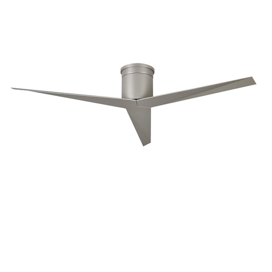 Matthews Fan Eliza-H 56in 3-Blade Flush Mount Ceiling Fan | Brushed Nickel | Low Ceilings & Damp Locations | 56 x 56 x 9 in | Model EKH-BN-BN