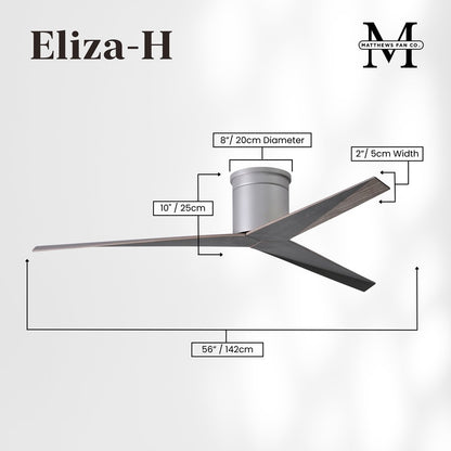 Matthews Fans Eliza-H 56in 3-Blade Flush Mount Ceiling Fan | Brushed Nickel and Old Oak ABS | Great Rooms & Covered Patios | Model EKH-BN-OO