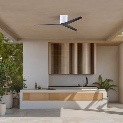 Matthews Fans Eliza-H 56in 3-Blade Flush Mount Ceiling Fan | Gloss White and Matte Black ABS | Great Rooms & Covered Patios | Model EKH-WH-BK