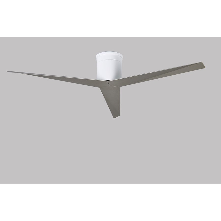 Matthews Fan Eliza-H 56in 3-Blade Flush Mount Ceiling Fan | Gloss White and Brushed Nickel Polycarbonate | Bedroom & Living Room | Model EKH-WH-BN