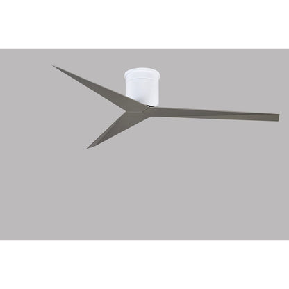 Matthews Fan Eliza-H 56in 3-Blade Flush Mount Ceiling Fan | Gloss White and Brushed Nickel Polycarbonate | Bedroom & Living Room | Model EKH-WH-BN