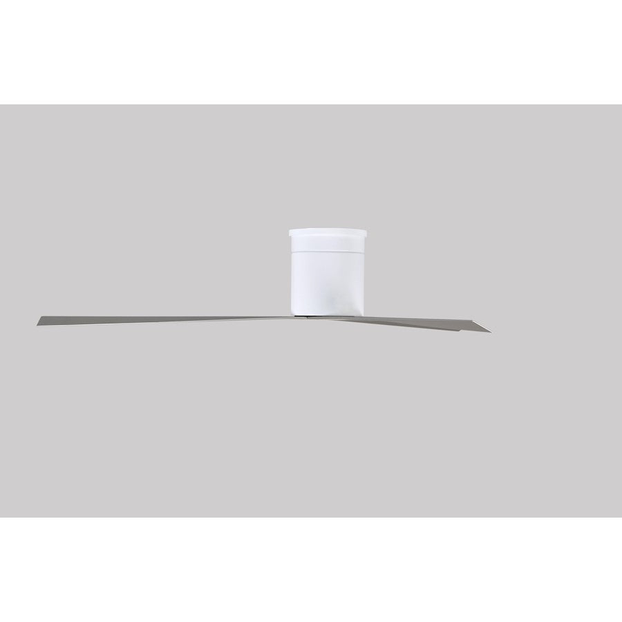 Matthews Fan Eliza-H 56in 3-Blade Flush Mount Ceiling Fan | Gloss White and Brushed Nickel Polycarbonate | Bedroom & Living Room | Model EKH-WH-BN