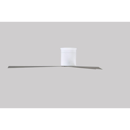 Matthews Fan Eliza-H 56in 3-Blade Flush Mount Ceiling Fan | Gloss White and Brushed Nickel Polycarbonate | Bedroom & Living Room | Model EKH-WH-BN
