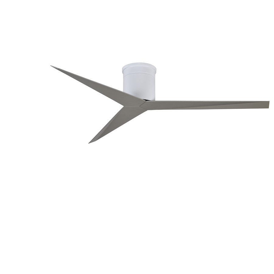 Matthews Fan Eliza-H 56in 3-Blade Flush Mount Ceiling Fan | Gloss White and Brushed Nickel Polycarbonate | Bedroom & Living Room | Model EKH-WH-BN