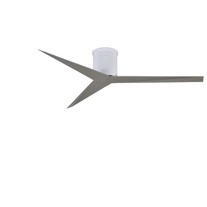 Matthews Fan Eliza-H 56in 3-Blade Flush Mount Ceiling Fan | Gloss White and Brushed Nickel Polycarbonate | Bedroom & Living Room | Model EKH-WH-BN