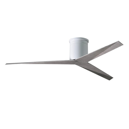 Matthews Fan Eliza-H 56in 3-Blade Flush Mount Ceiling Fan | Gloss White and Barn Wood Polycarbonate | Bedroom & Living Room | Model EKH-WH-BW