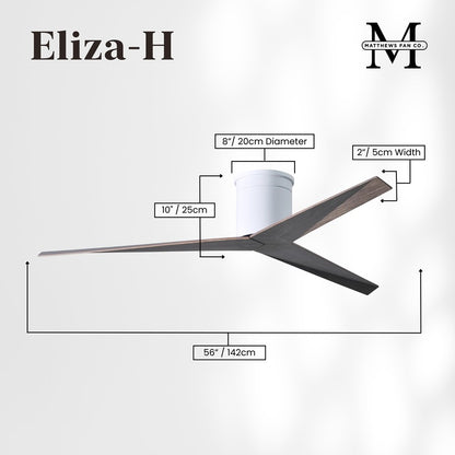 Matthews Fans Eliza-H 56in 3-Blade Flush Mount Ceiling Fan | Gloss White and Old Oak ABS | Great Rooms & Covered Patios | Model EKH-WH-OO