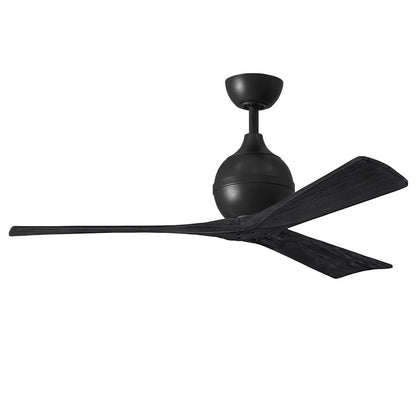 Matthews Fans Irene-3 52in 3-Blade Ceiling Fan | Matte Black Solid Wood Blades | Bedroom & Living Room | 52 x 52 x 12 in | Model IR3-BK-BK-52