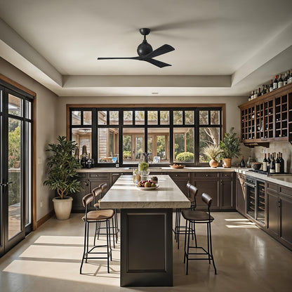 Matthews Fans Irene-3 52in 3-Blade Ceiling Fan | Matte Black Solid Wood Blades | Bedroom & Living Room | 52 x 52 x 12 in | Model IR3-BK-BK-52