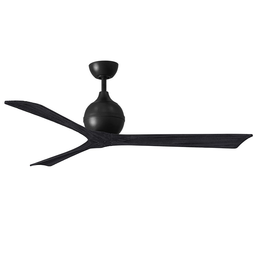 Matthews Fans Irene-3 60in 3-Blade Ceiling Fan | Matte Black Solid Wood Blades | Great Room & Basement | 60 x 60 x 12 in | Model IR3-BK-BK-60