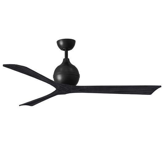 Matthews Fans Irene-3 60in 3-Blade Ceiling Fan | Matte Black Solid Wood Blades | Great Room & Basement | 60 x 60 x 12 in | Model IR3-BK-BK-60