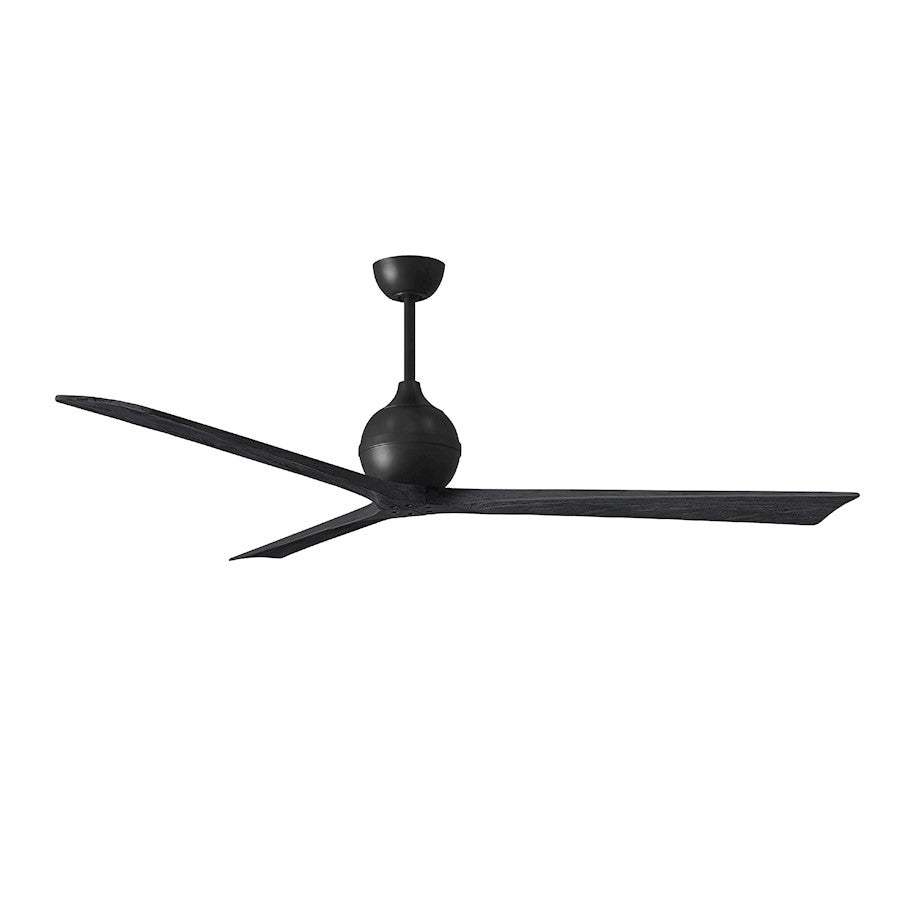 Matthews Fans Irene-3 72in 3-Blade Ceiling Fan | Matte Black Solid Wood Blades | Large Rooms & Open Spaces | 72 x 72 x 11 in | Model IR3-BK-BK-72