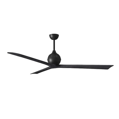 Matthews Fans Irene-3 72in 3-Blade Ceiling Fan | Matte Black Solid Wood Blades | Large Rooms & Open Spaces | 72 x 72 x 11 in | Model IR3-BK-BK-72