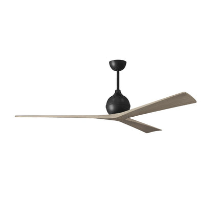 Matthews Fans Irene-3 72in 3-Blade Ceiling Fan | Contemporary Matte Black and Gray Ash Solid Wood | Living Room & Bedroom | Model IR3-BK-GA-72