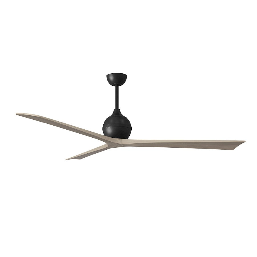 Matthews Fans Irene-3 72in 3-Blade Ceiling Fan | Contemporary Matte Black and Gray Ash Solid Wood | Living Room & Bedroom | Model IR3-BK-GA-72