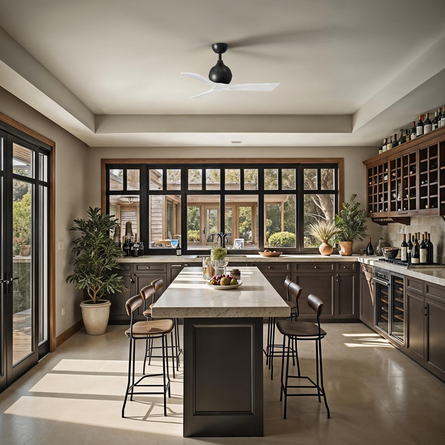 Matthews Fans Irene-3 42in 3-Blade Ceiling Fan | Contemporary Matte Black and Matte White Solid Wood | Bedroom & Home Office | Model IR3-BK-MWH-42