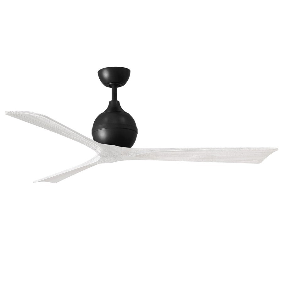 Matthews Fans Irene-3 60in 3-Blade Ceiling Fan | Matte Black and Matte White Solid Wood Blades | Covered Patio, Porch & Sunroom | Model IR3-BK-MWH-60