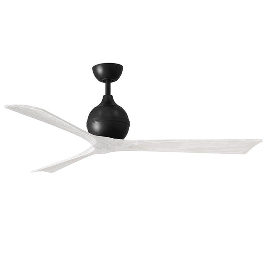 Matthews Fans Irene-3 60in 3-Blade Ceiling Fan | Matte Black and Matte White Solid Wood Blades | Covered Patio, Porch & Sunroom | Model IR3-BK-MWH-60