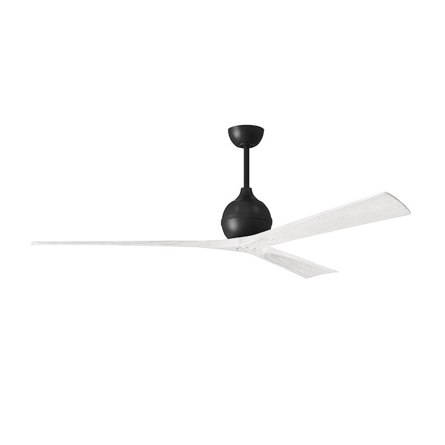 Matthews Fans Irene-3 72in 3-Blade Ceiling Fan | Matte Black and Matte White Solid Wood Blades | Covered Patio, Porch & Sunroom | Model IR3-BK-MWH-72