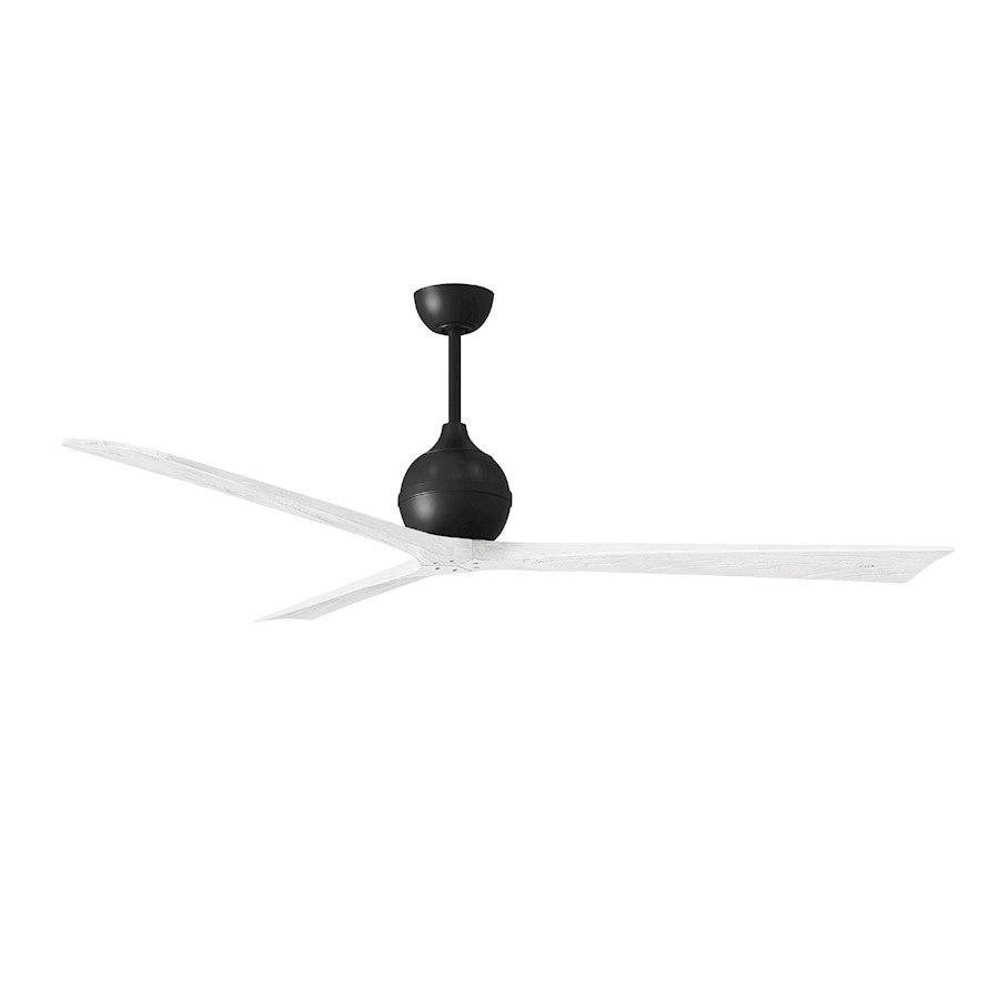 Matthews Fans Irene-3 72in 3-Blade Ceiling Fan | Matte Black and Matte White Solid Wood Blades | Covered Patio, Porch & Sunroom | Model IR3-BK-MWH-72