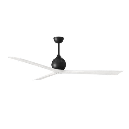Matthews Fans Irene-3 72in 3-Blade Ceiling Fan | Matte Black and Matte White Solid Wood Blades | Covered Patio, Porch & Sunroom | Model IR3-BK-MWH-72