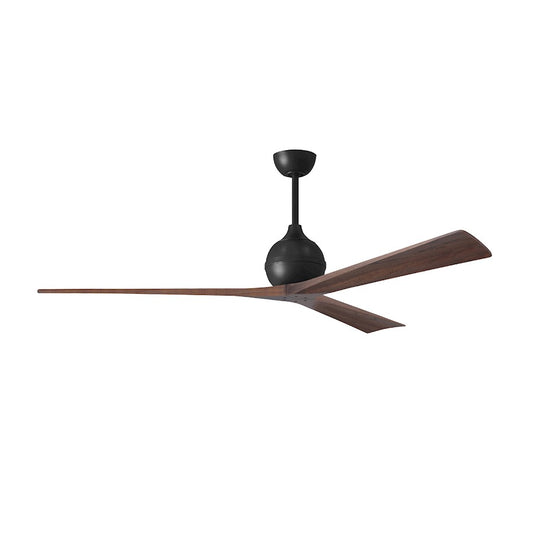 Matthews Fans Irene-3 72in 3-Blade Ceiling Fan | Contemporary Matte Black and Walnut Wood | Great Room & Covered Patio | Model IR3-BK-WA-72
