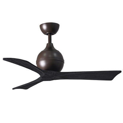 Matthews Fans Irene 3 42in 3-Blade Ceiling Fan | Textured Bronze Motor with Matte Black Solid Wood Blades | Bedroom & Kitchen | Model IR3-TB-BK-42