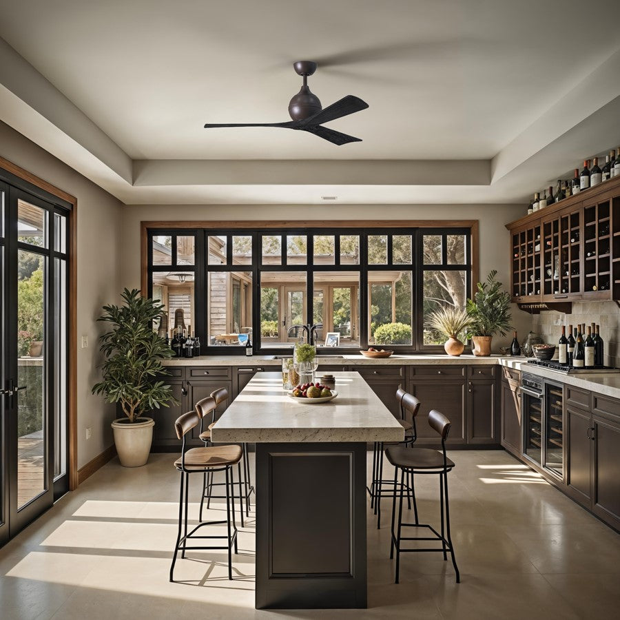 Matthews Fans Irene-3 52in 3-Blade Ceiling Fan | Textured Bronze and Matte Black Solid Wood | Bedroom & Living Room | Model IR3-TB-BK-52