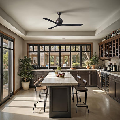 Matthews Fans Irene-3 60in 3-Blade Ceiling Fan | Textured Bronze and Matte Black Solid Wood | Great Room & Living Area | Model IR3-TB-BK-60