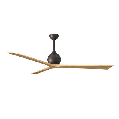 Matthews Fans Irene-3 72in 3-Blade Ceiling Fan | Contemporary Textured Bronze and Light Maple Wood | Great Room & Covered Patio | Model IR3-TB-LM-72