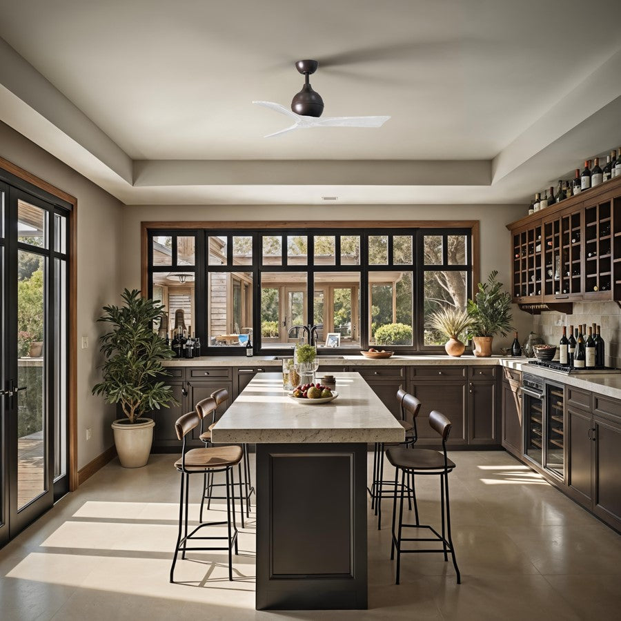 Matthews Fans Irene-3 42in 3-Blade Ceiling Fan | Contemporary Textured Bronze and Matte White Wood | Bedrooms & Small Offices | Model IR3-TB-MWH-42