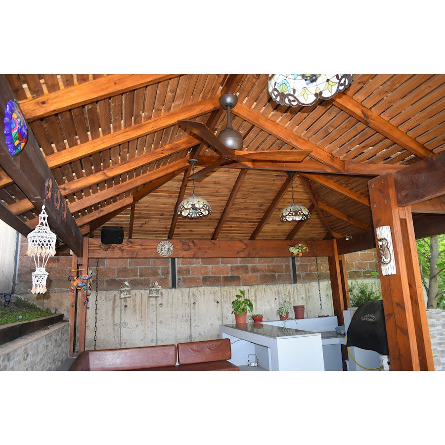 Matthews Fan Irene-3 52in 3-Blade Ceiling Fan | Rustic Textured Bronze and Walnut | Living Room & Covered Patio | 52 x 52 x 11 in | Model IR3-TB-WA-52