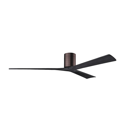 Matthews Fans Irene 3H 72in 3-Blade Ceiling Fan | Brushed Bronze and Matte Black Solid Wood Blades | Large Living Room | Model IR3H-BB-BK-72