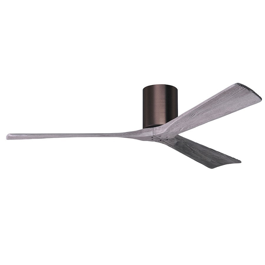 Matthews Fans Irene-3H 60in 3-Blade Flush Mount Ceiling Fan | Brushed Bronze and Barnwood Solid Wood Blades | Covered Patio | Model IR3H-BB-BW-60