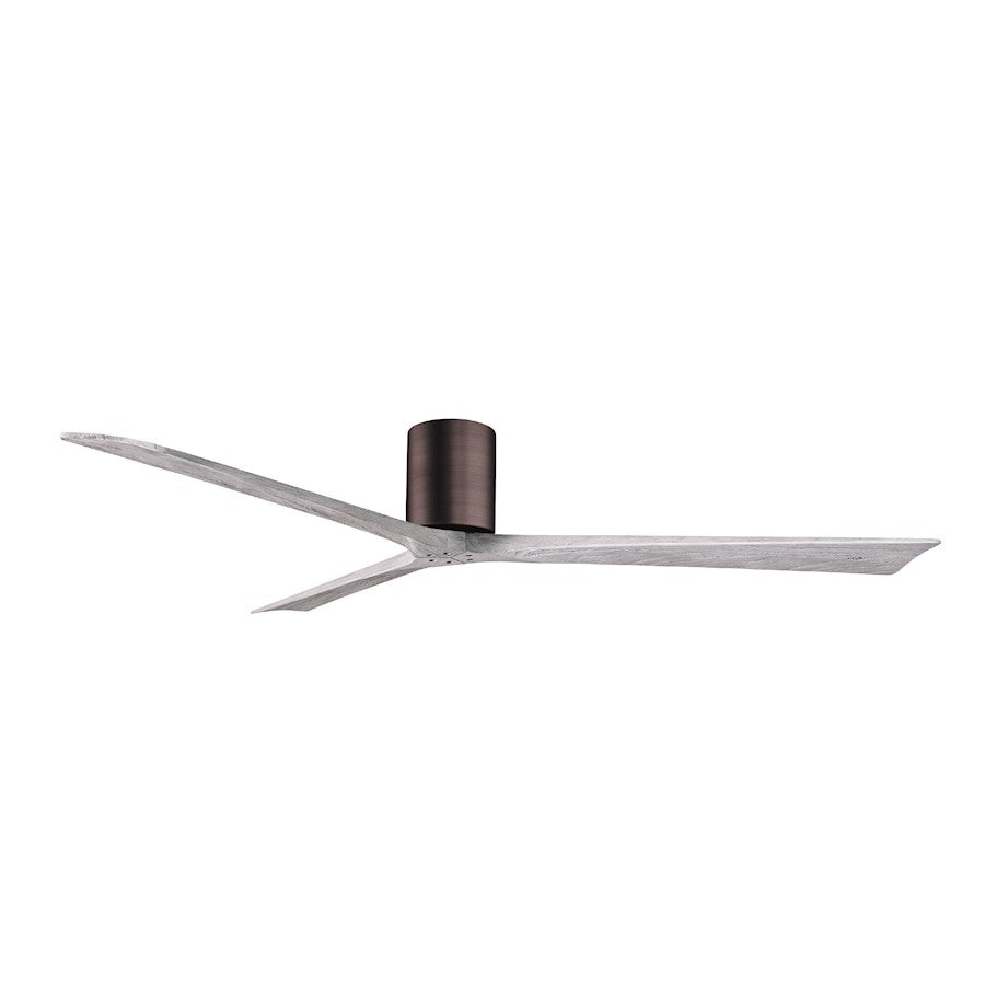 Matthews Fans Irene-3H 72in 3-Blade Flush Mount Ceiling Fan | Rustic Brushed Bronze and Barn Wood | Great Rooms & Covered | Model IR3H-BB-BW-72