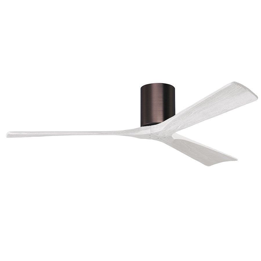 Matthews Fans Irene-3H 60in 3-Blade Flush Mount Ceiling Fan | Contemporary Brushed Bronze and Matte White Solid Wood | Great | Model IR3H-BB-MWH-60
